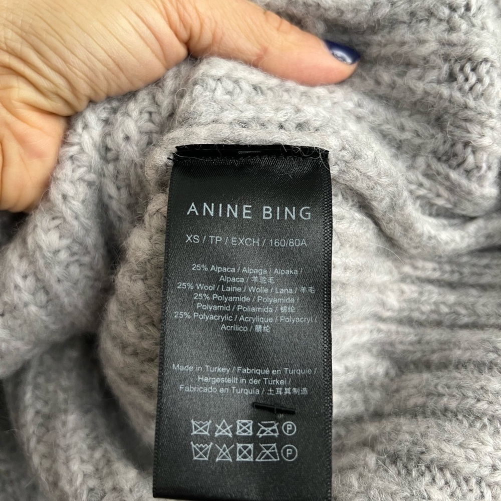 ANINE BING Sydney Crewneck Ribbed Oversized Sweater Heather Gray NEW with tags - Picture 5 of 5
